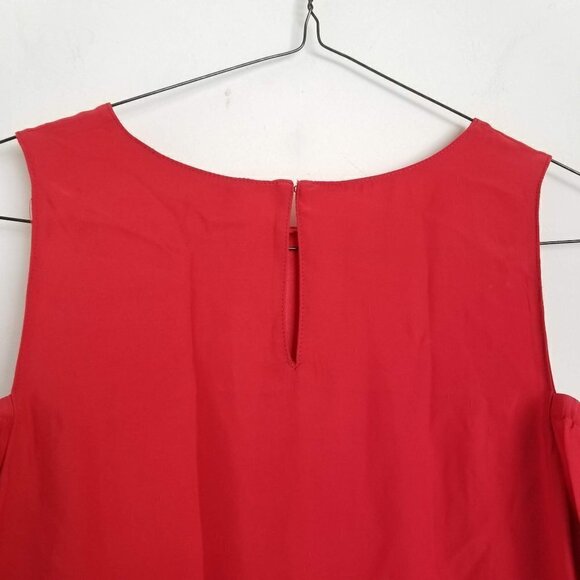NEW Amanda Uprichard Red Silk Cold Ruffle Shoulder Shift Mini Dress Size Small - Picture 6 of 7